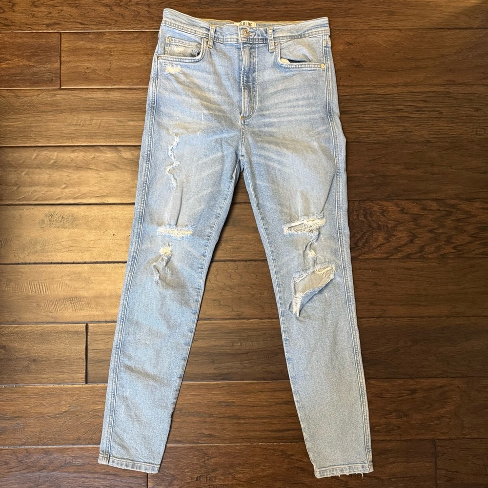 Agolde Light Blue Distressed Skinny Jeans